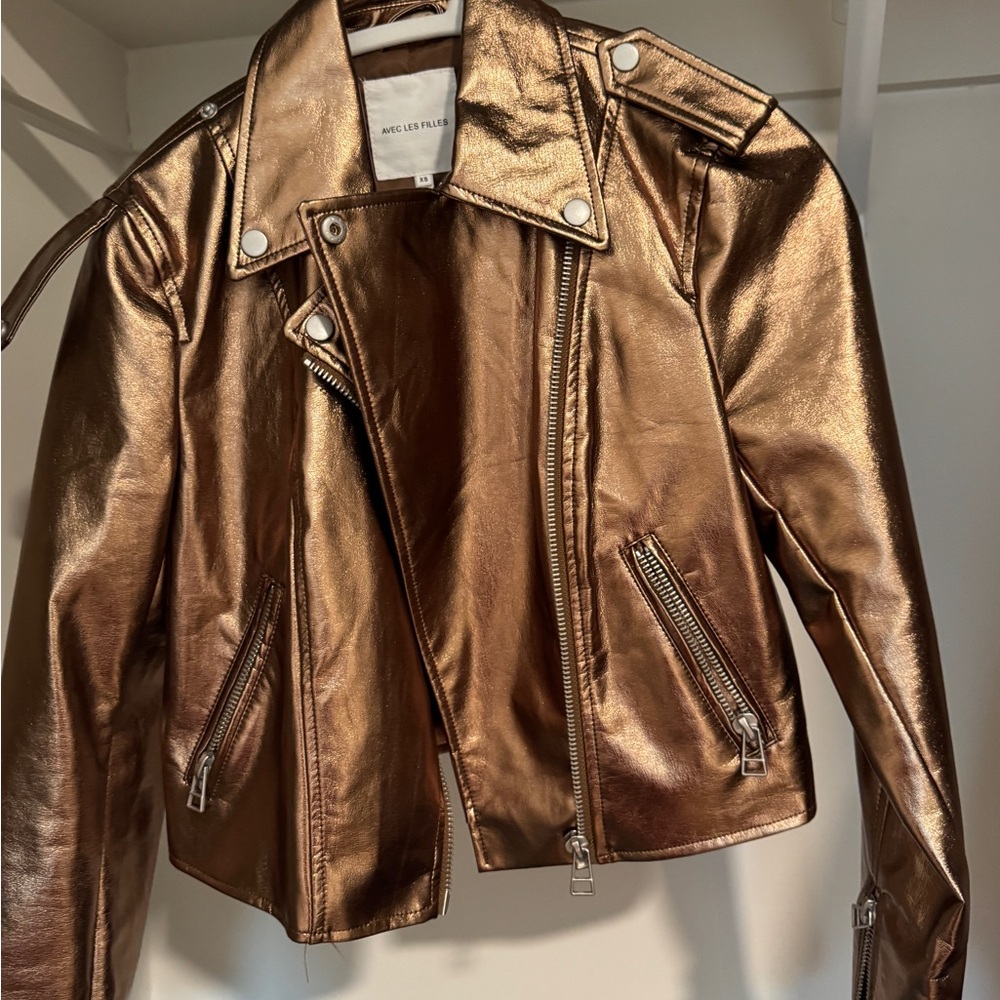 Gold Metallic Biker Jacket